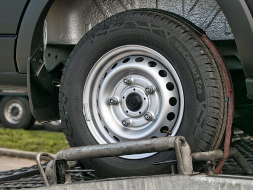 Auto die een caravan trekt op de snelweg