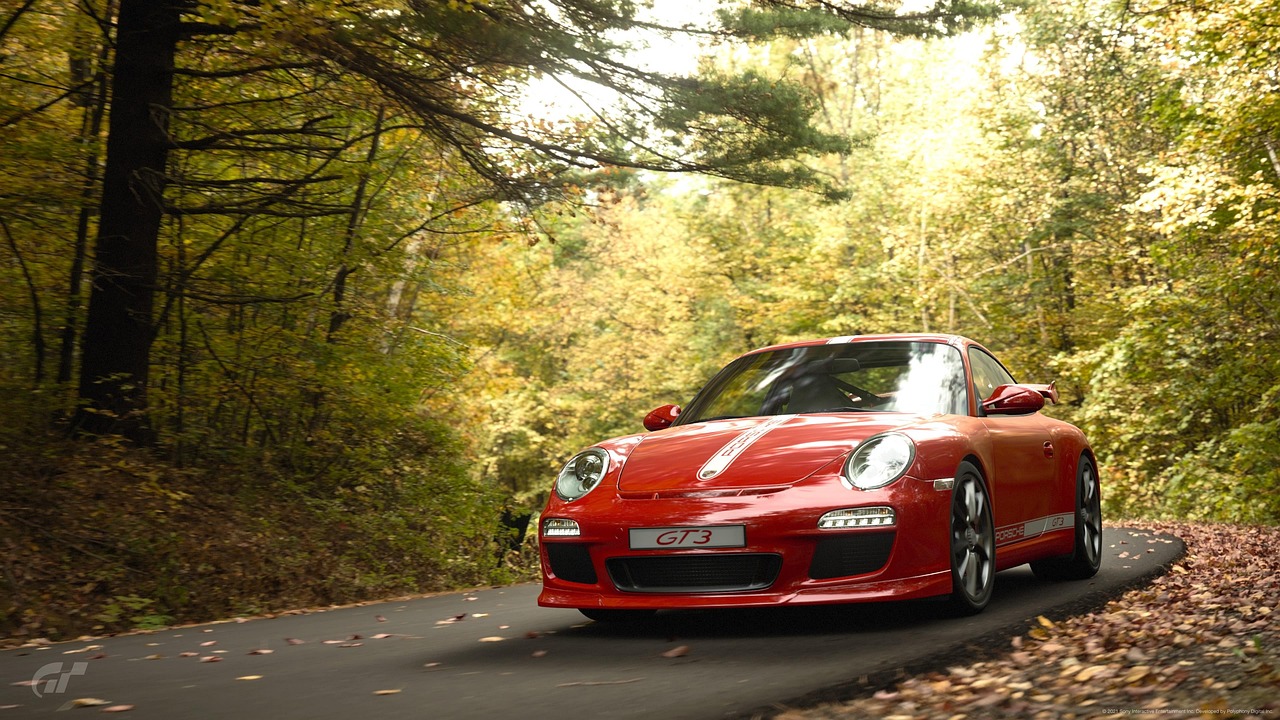 Een Porsche 911 rijdend op een lege bergweg